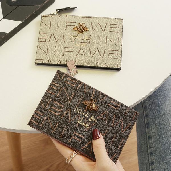 

card holders 2021 small wallet women short leather cowhide multi-card bag big super-thin holder, Brown;gray