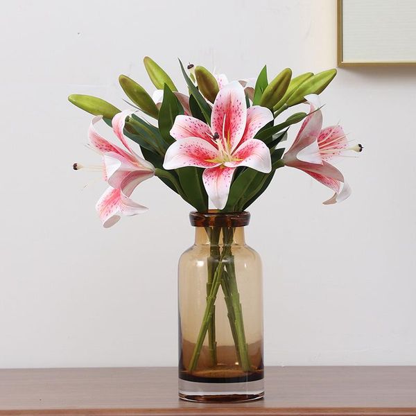 

artificial lily home living room decoration bonsai flower emulation mini fake office decor wedding decorative flowers & wreaths