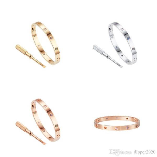 

love screw bracelet designer bracelets luxury jewelry women bangle colored diamonds titanium steel alloy gold-plated craft gold/silver/rose, Black