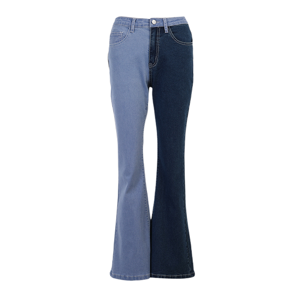 

women's jeans y2k punk denim trousers asymmetrical stitching palm art pants casual flare trouser, Blue