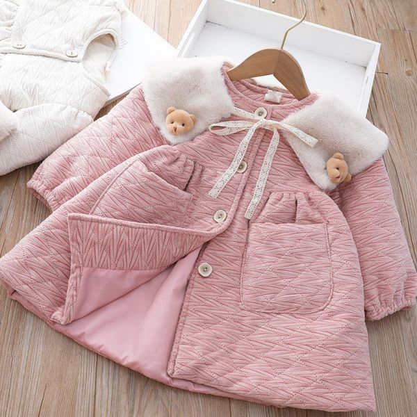

jackets 2021 autumn and winter thickened girl cute bear coat., Blue;gray