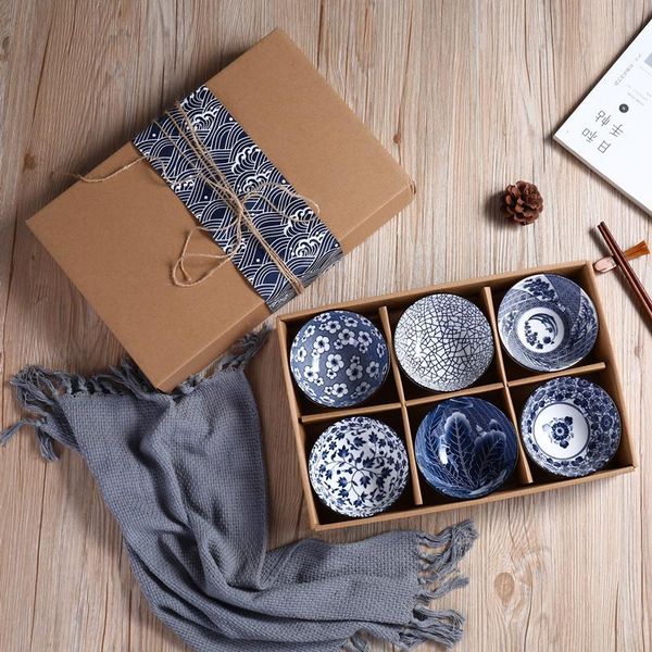 

bowls gift box set blue and white porcelain ceramic rice bowl pot soup salad small mixing can be used