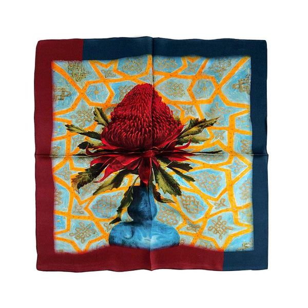 

scarves square 100 % natural silk scarf women fashion print small neck scarfs office lady foulard kerchief female bandana shawl, Blue;gray