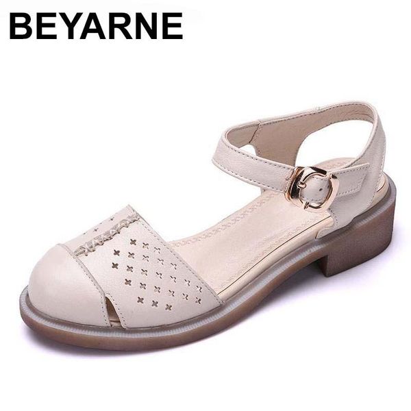 

dress shoes beyarne summer thick hollow sandal genuine leather sandals women, Black