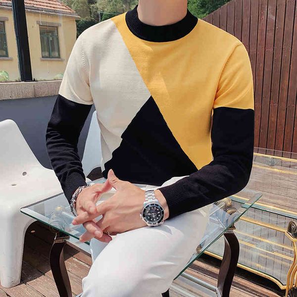 

men's sweaters british style sweater winter long sleeve knitted shirts for shredded pullovers the-neck pull homme pjxu, White;black