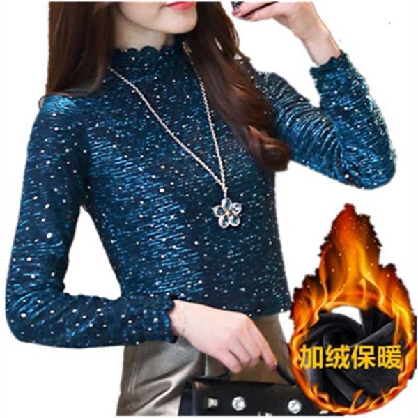 

women's blouses & shirts autumn winter thick veet warm women fashion sequined bling shirt blouse b4ja, White