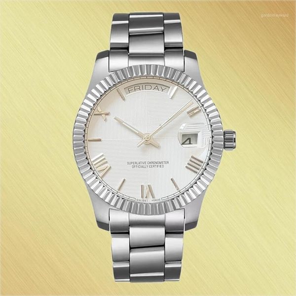 

wristwatches men's watches day - date luxury automatic mechanical watch stainless steel man 43mm wrist, Slivery;brown