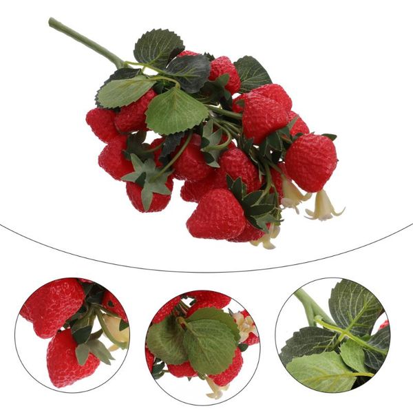 

party decoration lifelike red strawberry fake fruit pography props (red)