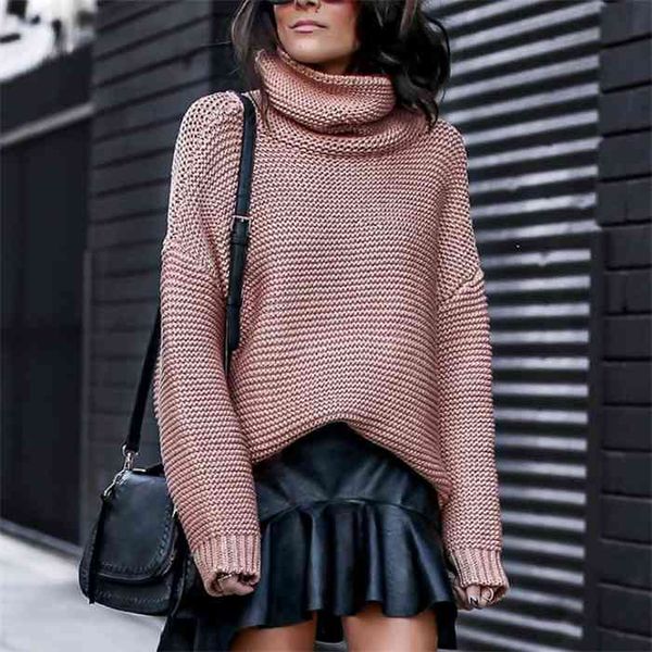 

2021 women pullover turtle neck autumn winter clothes warm knitted oversized turtleneck sweater for womens green woman, White;black