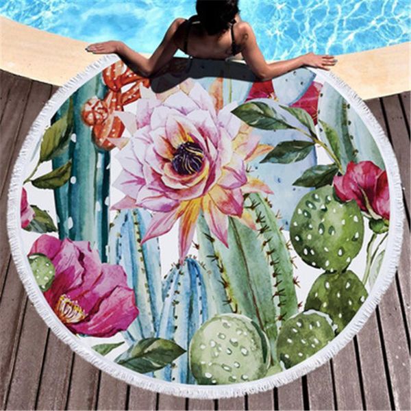 

towel round beach with tassels soft microfiber 150cm summer swimming picnic blanket wall tapestry multi-colortry multi-color