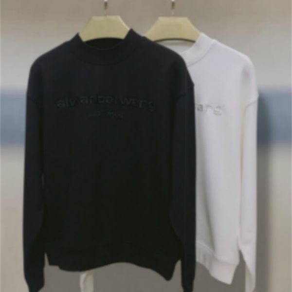 

pants 2021 spring autumn fashion classic trendy brand solid color embroidered letters o neck pullover for leisure loose sweater a2, White