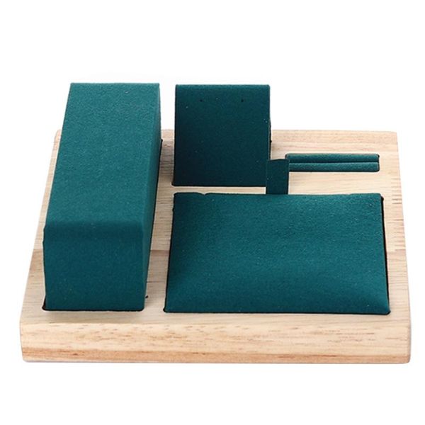

jewelry pouches, bags bamboo wood display tray set storage counter, Pink;blue