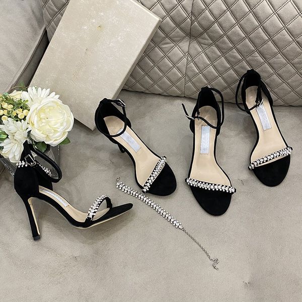 

xury digner high-heeled sandals for women lady sho catwalk buckle rubber outsole heels 8cm/10cm size 35-40