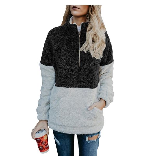 

women's trench coats 2021 winter women coat warm casual zipper pullovers streatwear plush autumn fashion front pocket slim fit, Tan;black