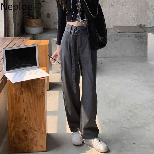 

neploe wide leg pants women korean fashion straight sweatpants high waist loose sashes casual trousers summer vintage pantalones 210422, Black;white