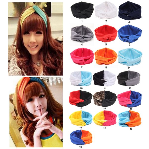 

fashion girls stretch twist headband turban sport yoga head wrap bandana headwear hair accessories 19 models