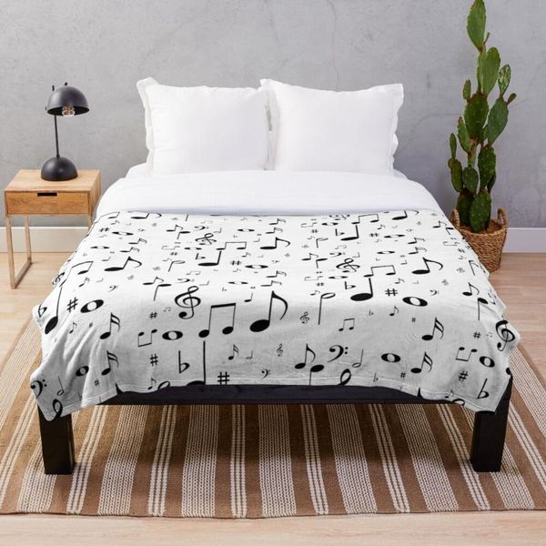 

blankets music notes black blanket warm cozy letter throw print on demand sherpa for sofa thin quilt