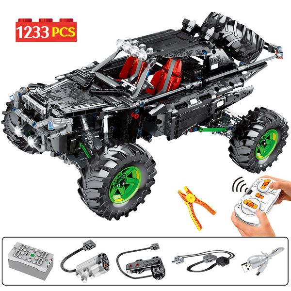 

1233Pcs City Off-road Technical RC Racing Car Building Blocks MOC Creator Remote Control Vehicle Model Bricks Toys for Children