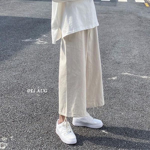 

summer 2021 men harajuku harem pants linen joggers calf-length streetwear male sweatpants fashions l28 men's, Black