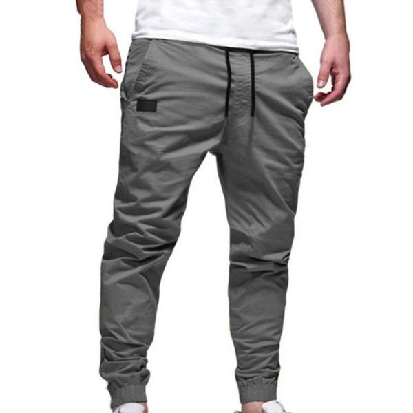 

men's pants wear resistant stylish deep crotch drawstring trousers fitness multi pockets for outdoor sports, Black