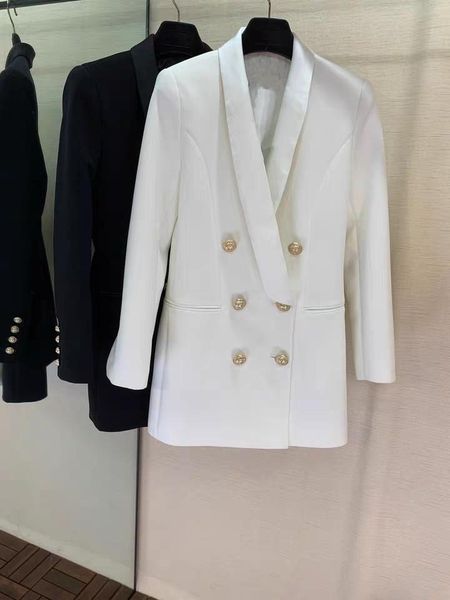 

wholesale women blazer dress black white pink red double breasted bottons buckle satin shawl collar blazers women's suits &, White;black