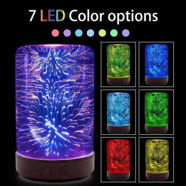 

humidifiers essential oil diffuser humidifier 100ml glass aromatherpy diffusers 7 color led lights changing for home bedroom office