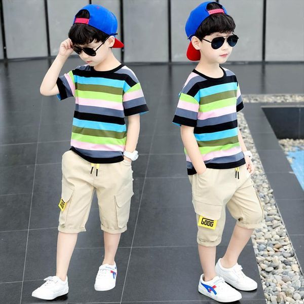 

summer boys clothing sets children t shirt short sleeve pants set two pieces baby clothes 6 8 10 years old, White