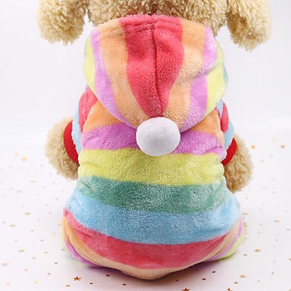 

dog apparel pet cat flannel pajamas rainbow clothes puppy warm jumpsuit hoodie coat home products supplies