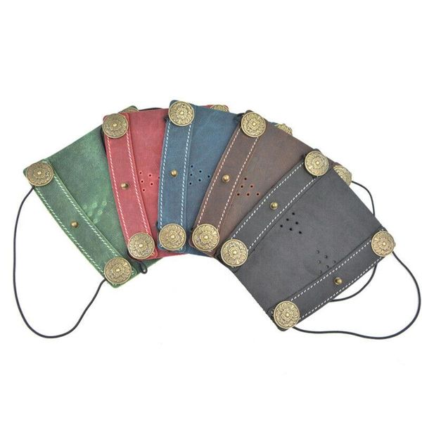 

cow leather arm guard protector gear bow shooting target archery traditional elbow & knee pads, Black;gray