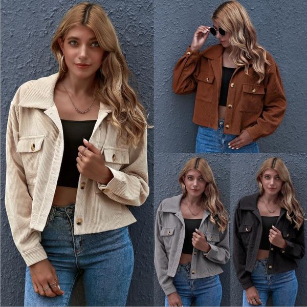

Women's Jackets For Women Winter Fashion Corduroy Jacket Clothes Casual Drop Coat Black Retro Goth M, Black;brown