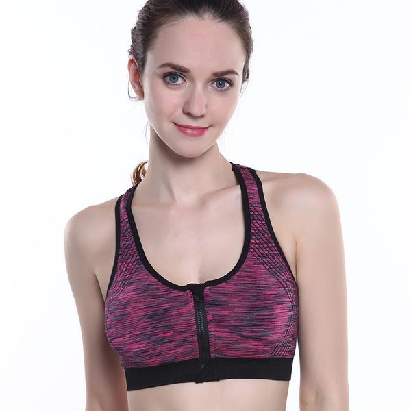 Intimo sportivo di grandi dimensioni di marca propria da donna Gilet da yoga antiurto per fitness Cerniera Senza orli Reggiseno sportivo