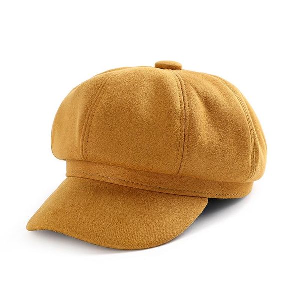

beanies women's autumn and winter berets version of british painters elegant retro deerskin velvet postman octagonal beret with brim