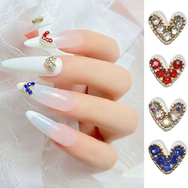 

nail art decorations 10pcs heart peach love alloy flat bottom drill polish glue decoration girl jewelry, Silver;gold