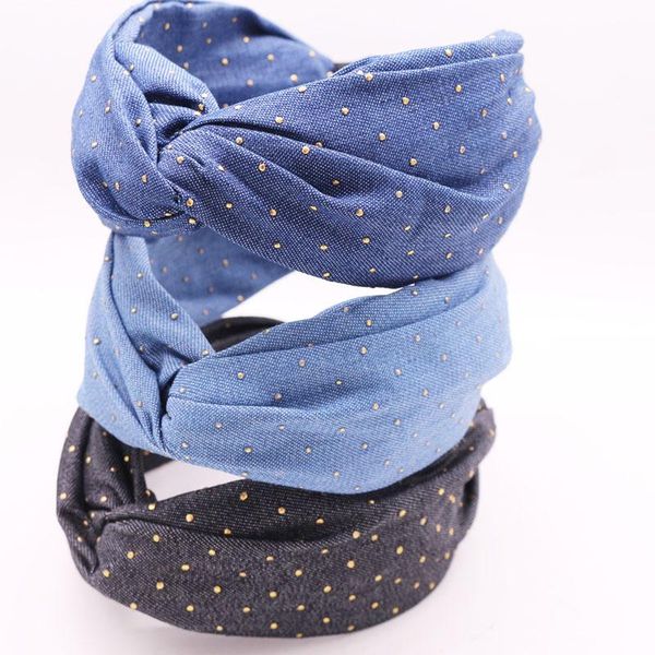 

hair accessories women girls denim gold stamping cross hairband headband adult