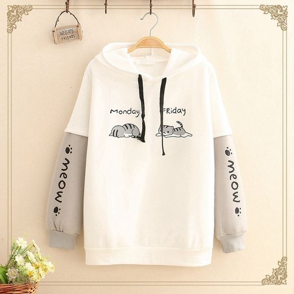 

women's hoodies & sweatshirts beautiful japanese mori woman's sweater anime, winter, animals, printing, , flannel, teenagers, kawa, Black