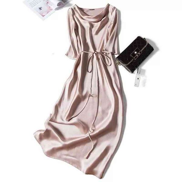 

casual dresses champagne swing for women french style midi dress female acetate summer 's formal elegant 8nse, Black;gray