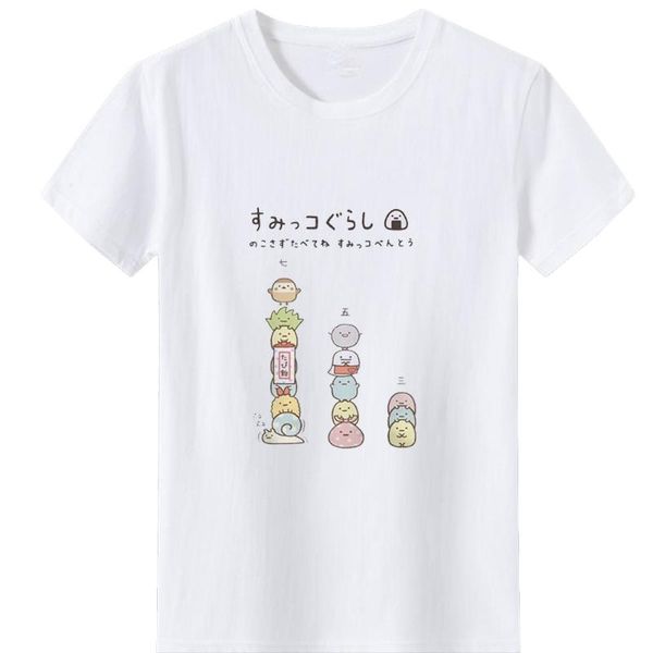 

women's t-shirt cute little dumpling pattern print women japanese cartoon anime graphics tee fashion harajuku casual tshirts, White