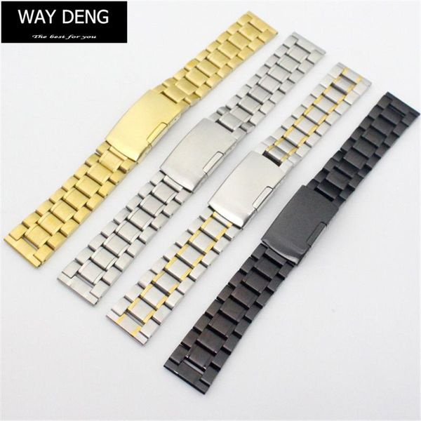

watch bands way deng - women men multi-colors stainless steel metal watchband wrist band strap bracelet cuff bangle 18/20/22 mm y070, Black;brown