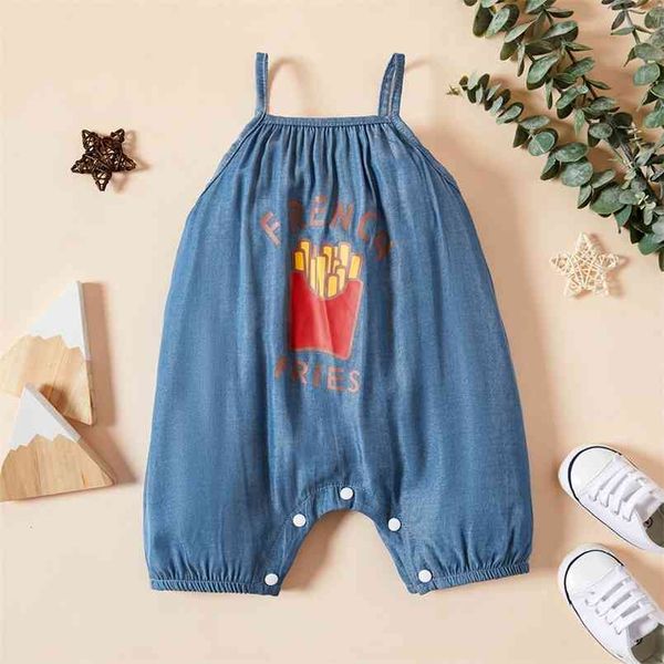 

baby sleeveless retro letter jumpsuit 210528, Blue