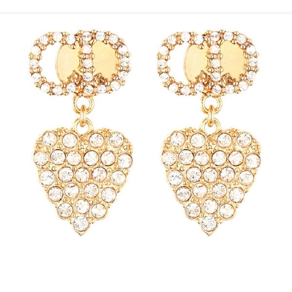 

70% off outlet online letter love diamond korean female heart earrings luxury jewelry, Golden