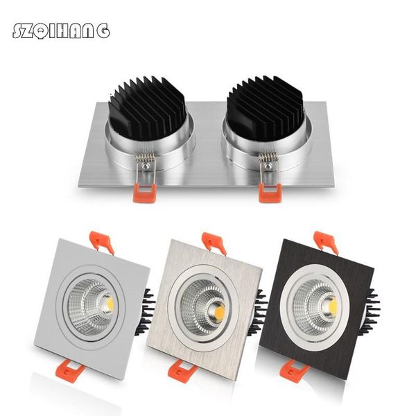 

ceiling lights 7w 10w 14w 20w ac85v-265v 110v / 220v black white led dimmable square cob downlight recessed wall lamp spot light