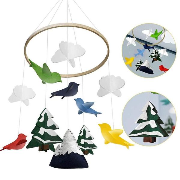 

stroller parts & accessories crib mobile with felt colorful pigeon cloud tree wind chime baby bed decoration