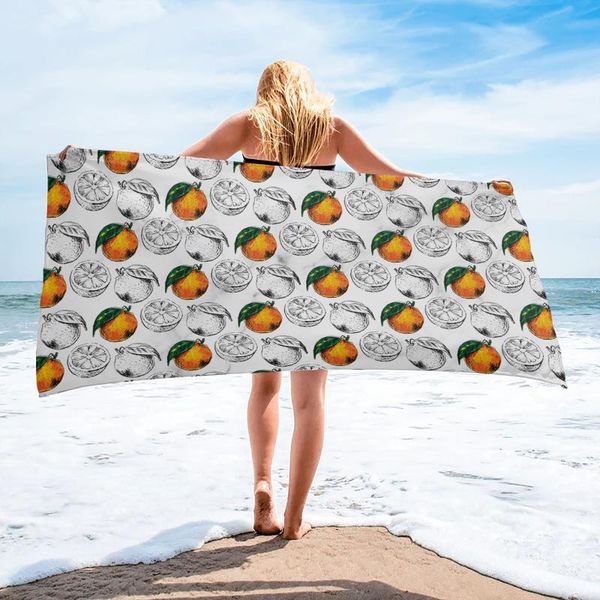 

towel oranges lines leaves fruit plants bath bathroom microfiber face towels sporty quick-dry for adults