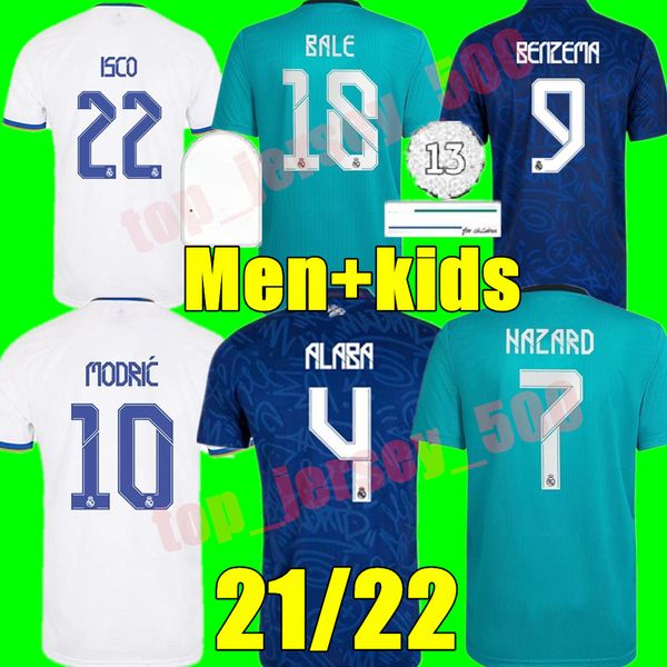 

soccer jerseys 21 22 home away 3rd benzema alaba hazard camiseta de futbol 2021 2022 kroos modric isco football shirt men kids kit youth, Black