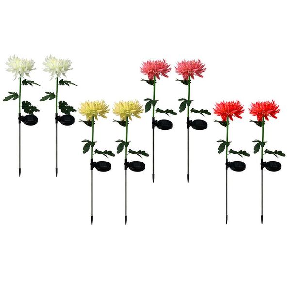 

lawn lamps 2pcs led solar light simulation mum flower stake lamp garden art decoration colorful landscape courtyard