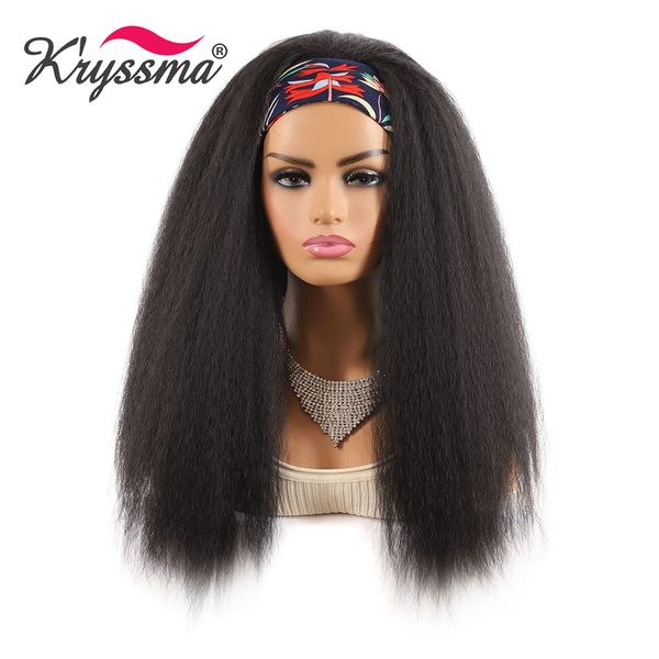 

kryssma headband scarf wig straight headband wig long black synthetic wig italian yaki wigs for women african american