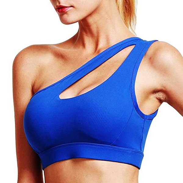 

yoga outfit one shoulder bras women sports crop athletic vest push up underwear bh bra sportswear wire gym shirts