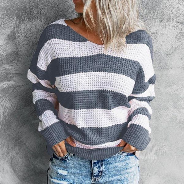 

women's sweaters stylish pullover color block lady crew neck knitted women sweater loose top, White;black