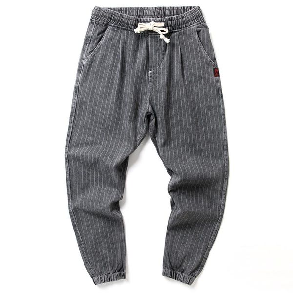 

men's pants favocent 2021 explosive fat size leisure nine-minute trousers harem loose japanese stripe fashion bottom clothing mens, Black