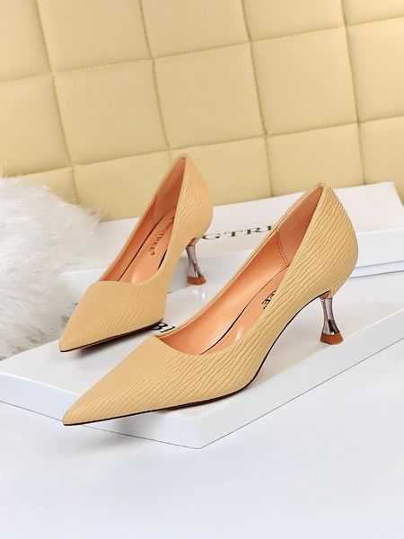 

dress shoes women's a stiletto metal with delicate show thin shallow fashion contracted joker pointed mouth, Black